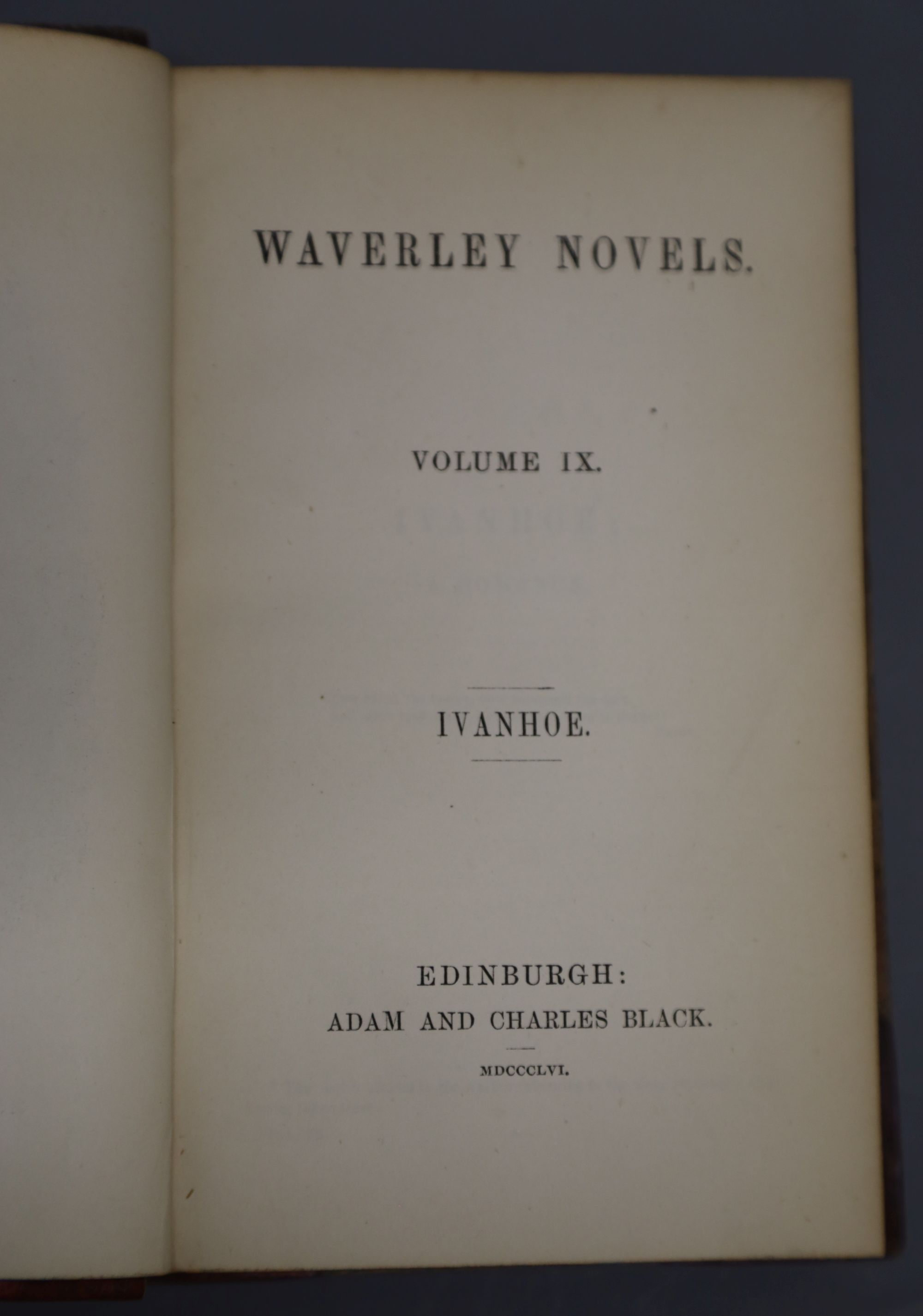 Scott, Walter Sir - Works. Waverley Novels, 25 vols, 12mo, contemporary half morocco, Adam and Charles Black, Edinburgh